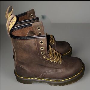 Dr. Martens 1460 Bex Crazy Horse Brown Leather Boots Platform W 5 & M 4 (NEW)